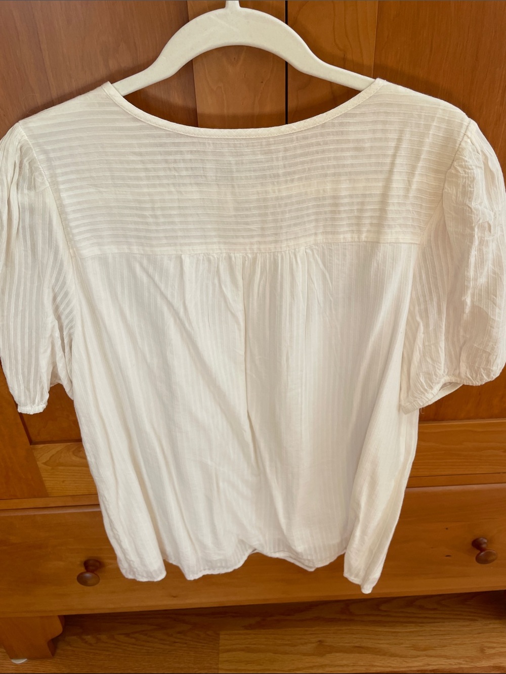 LOFT White Embroidered Split-Neck Blouse - Picture 3 of 5